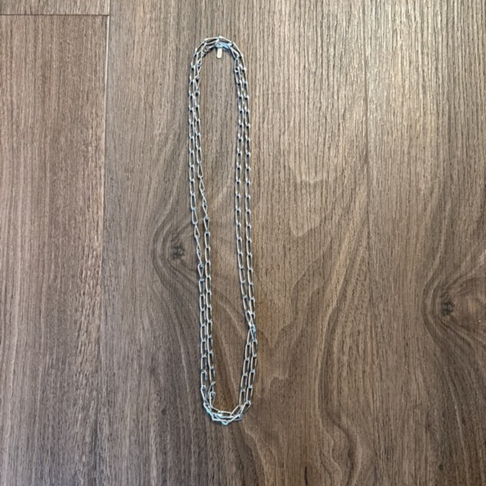 Monet long Silver Paperclip Chain Necklace